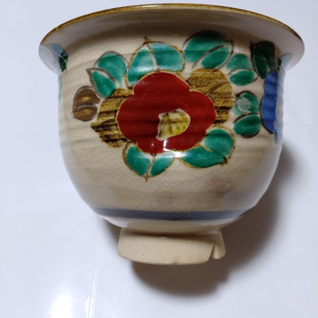 美品！手塚石雲作　平安花鳥窯　花柄陶器中鉢　京焼　茶道具　清水焼