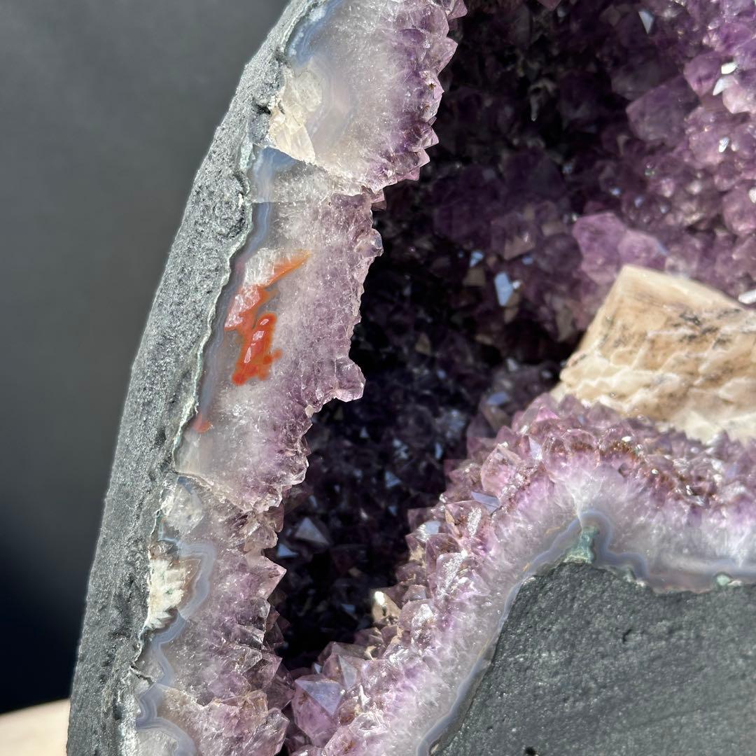 天然石 タイチンルチルクォーツ共生アメジストのドーム　置物G.80