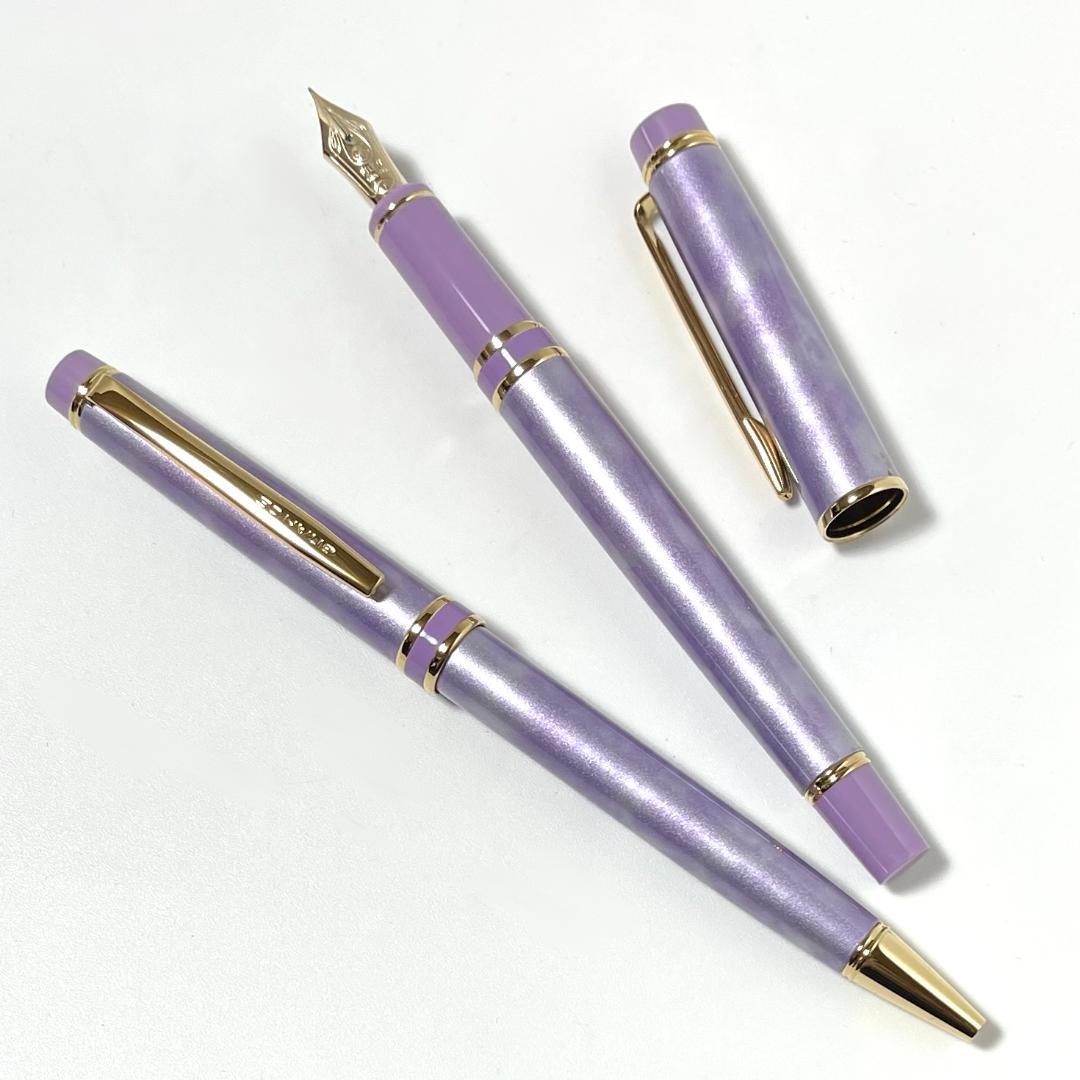 【ほぼ未使用】パイロット グランセ マーブルバイオレット 万年筆 ボールペン