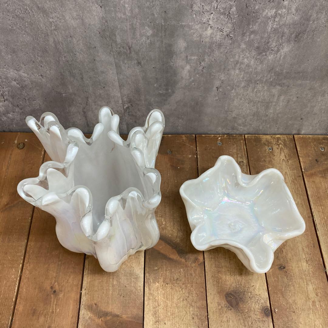 A-壁 【希少】KURATA Craft Glass 手づくり 花瓶＆小物入れ