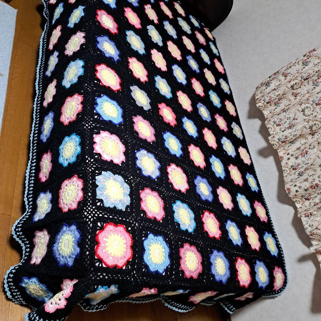 (117)【グラニースクエア】ハンドメイド ☆ ブランケット☆ベッドカバー