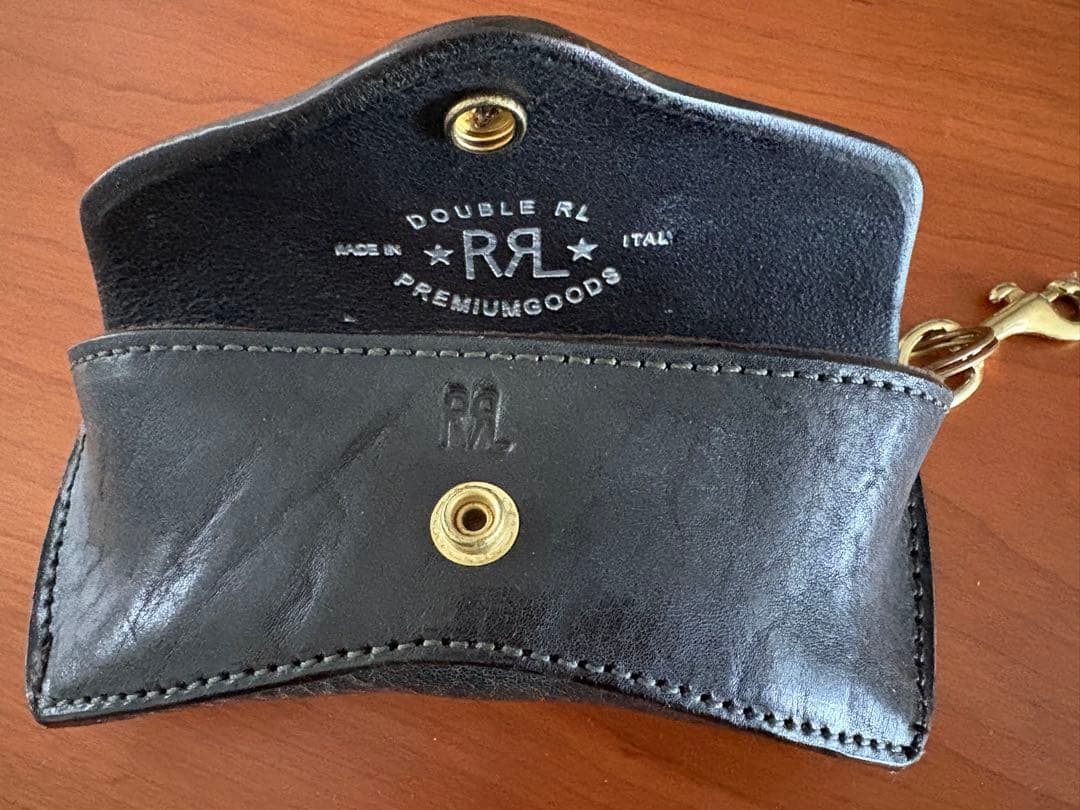 RRLレザーメガネケース　ダークグリーン