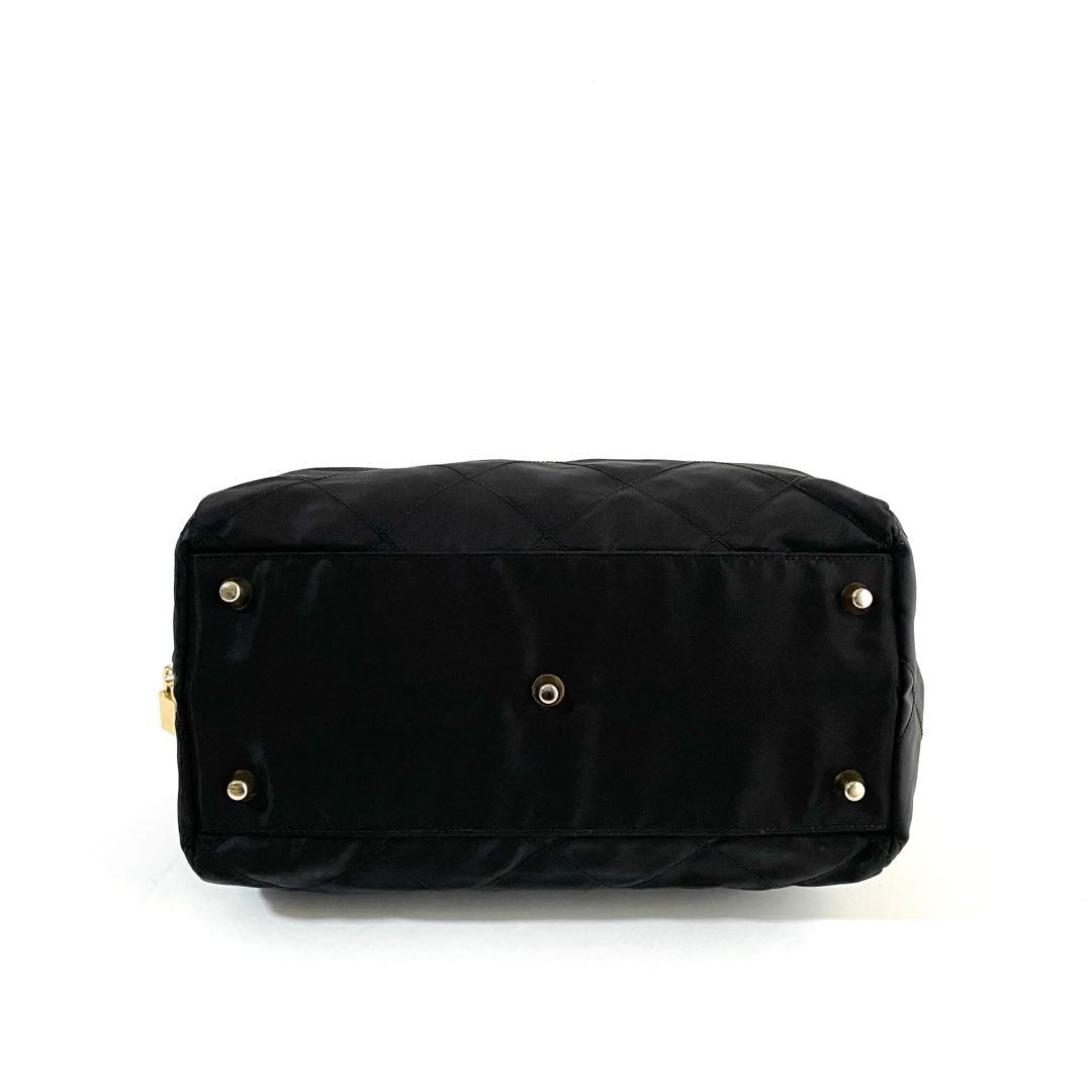 【極美品〜美品】プラダ キルティング ハンドバッグ ナイロン×サフィアーノレザー