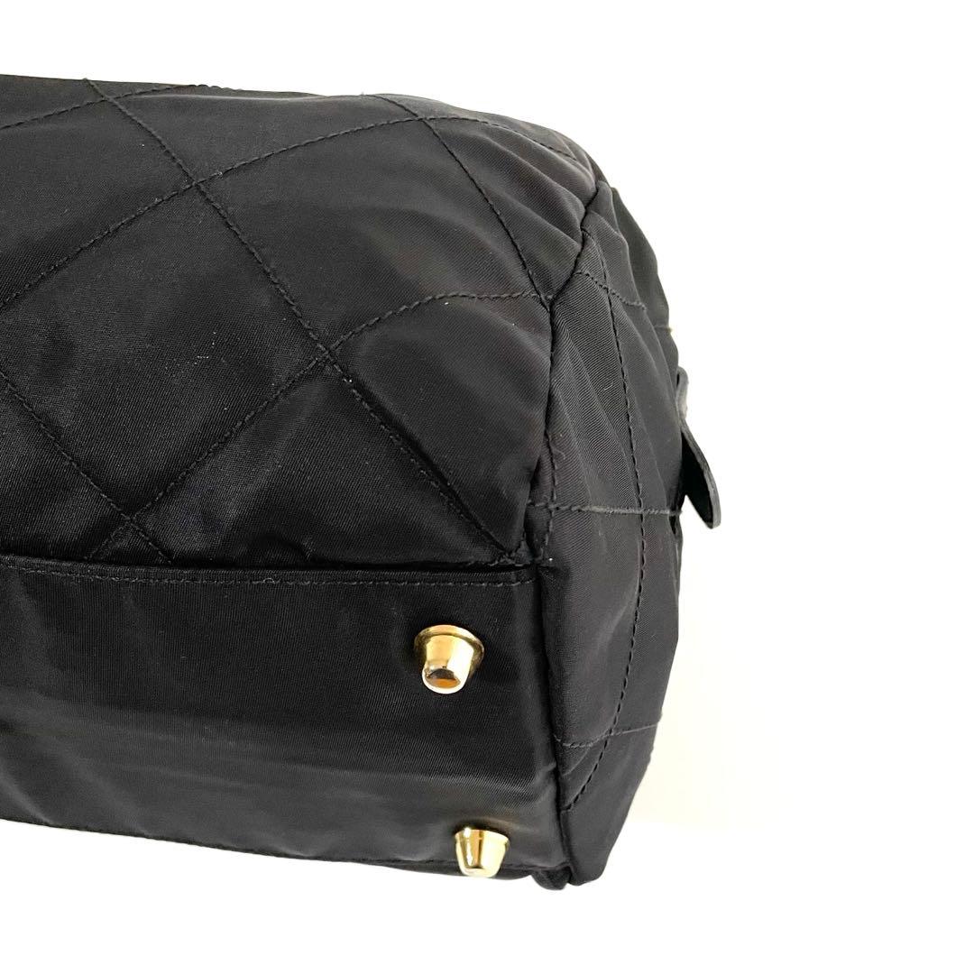 【極美品〜美品】プラダ キルティング ハンドバッグ ナイロン×サフィアーノレザー