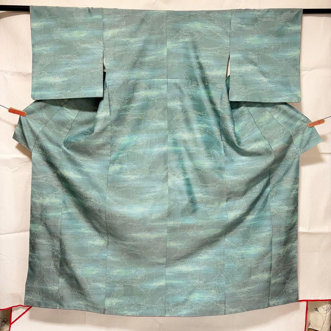 未使用近い　美品　袷　正絹　大島紬系　紬　小紋　フルセット