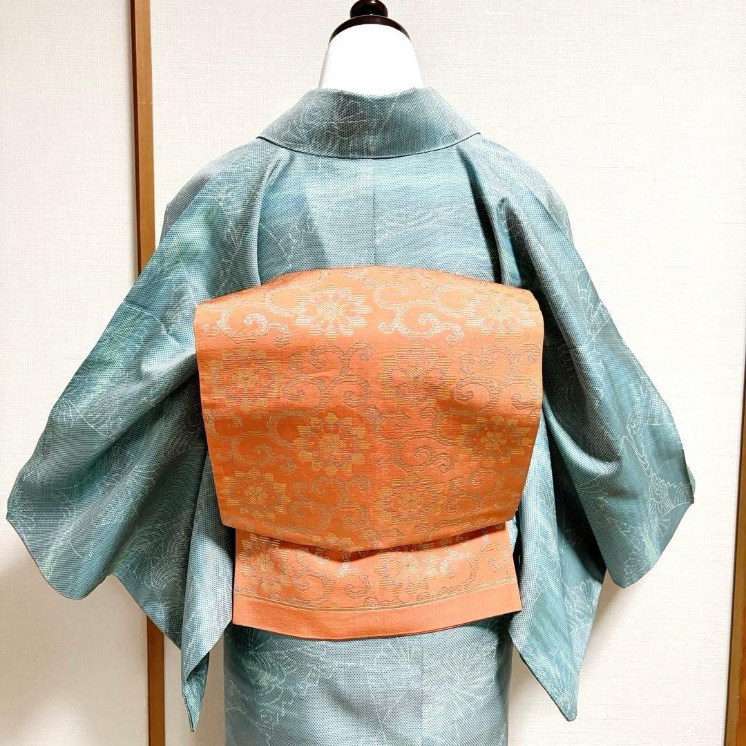 未使用近い　美品　袷　正絹　大島紬系　紬　小紋　フルセット