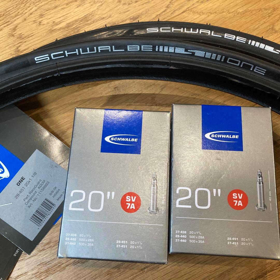シュワルベ ワン 20インチ 28-451 タイヤ、チューブ 2本セット