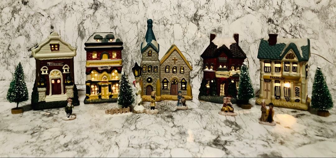 美品❗️ クリスマス ビレッジ ライトセット 17ピース ✨