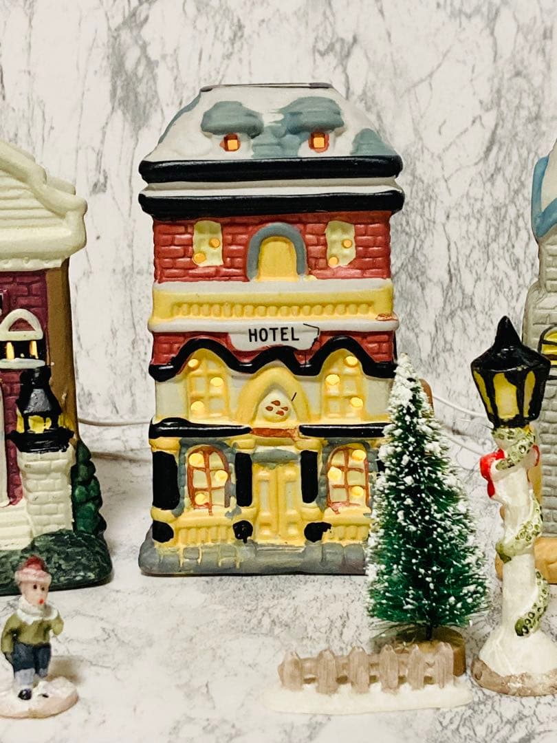 美品❗️ クリスマス ビレッジ ライトセット 17ピース ✨