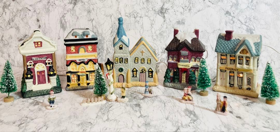 美品❗️ クリスマス ビレッジ ライトセット 17ピース ✨