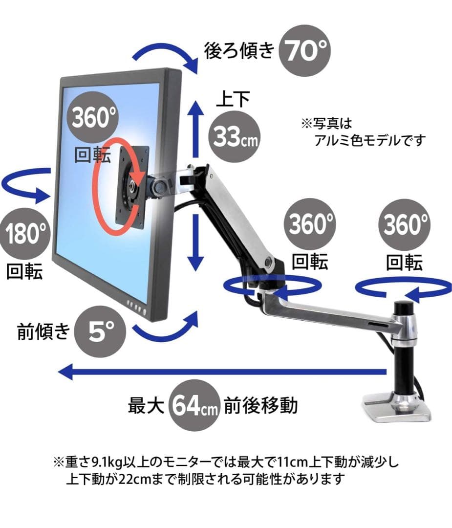 ergotron LX デスクモニターアーム ブラック