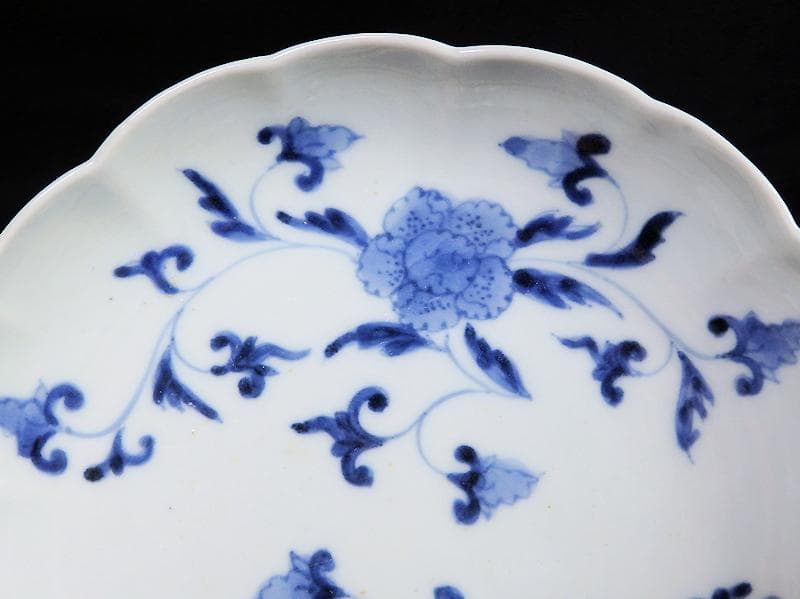 古伊万里　染付　花唐草の図　５寸半皿　４枚　江戸期　D940AS-fbap