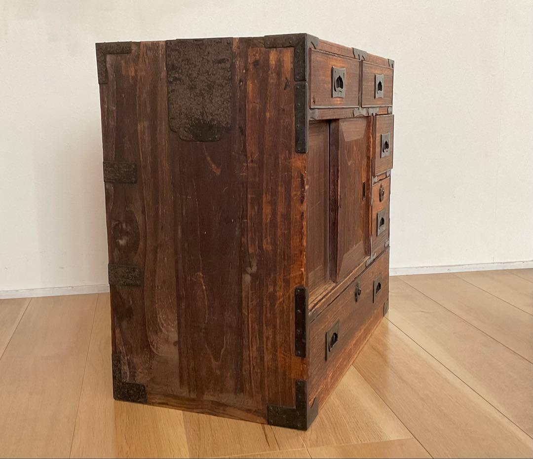 古家具　桐箪笥　引き戸七宝細工　引き手収納型　アンティーク　古道具