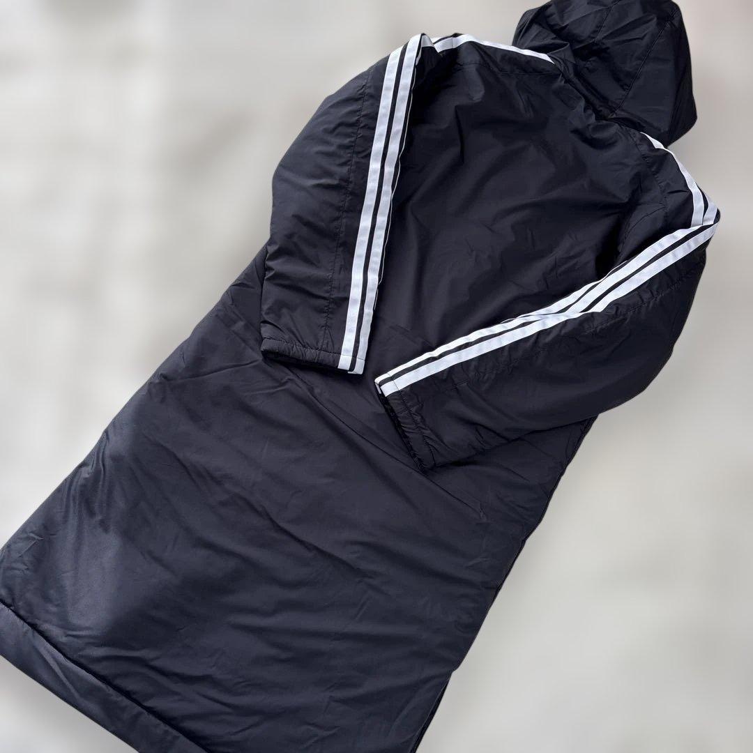 adidas ブラック ベンチコート フリース裏地 ボア M 【極美品】