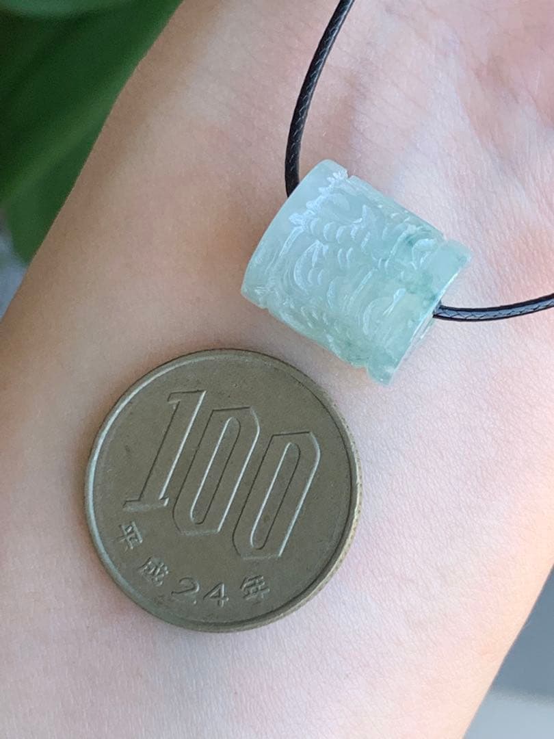 ☘本翡翠　氷種❄️六字真言　ルース⭐️路路通⭐️ネックレス　新品　0154