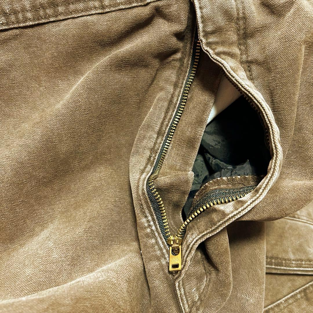 カーハートオーバーオールダブルニーダック地ペインターパンツw50革ロゴ極太古着