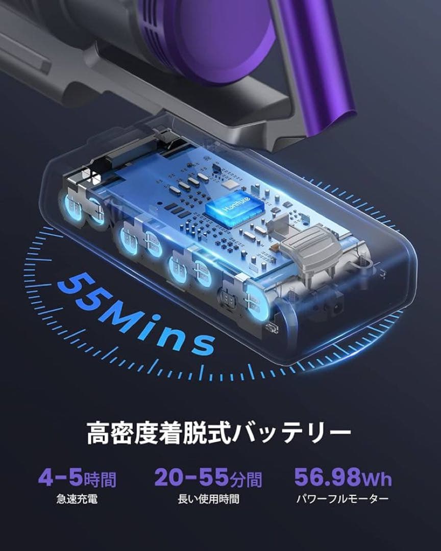 HONITURE S14 コードレス掃除機、33000pa掃除機、サイクロン、最