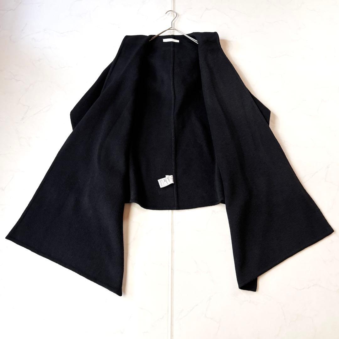 美品✨Seya　ヤク100% ダブルフェイス　ストールコート　ネイビー S