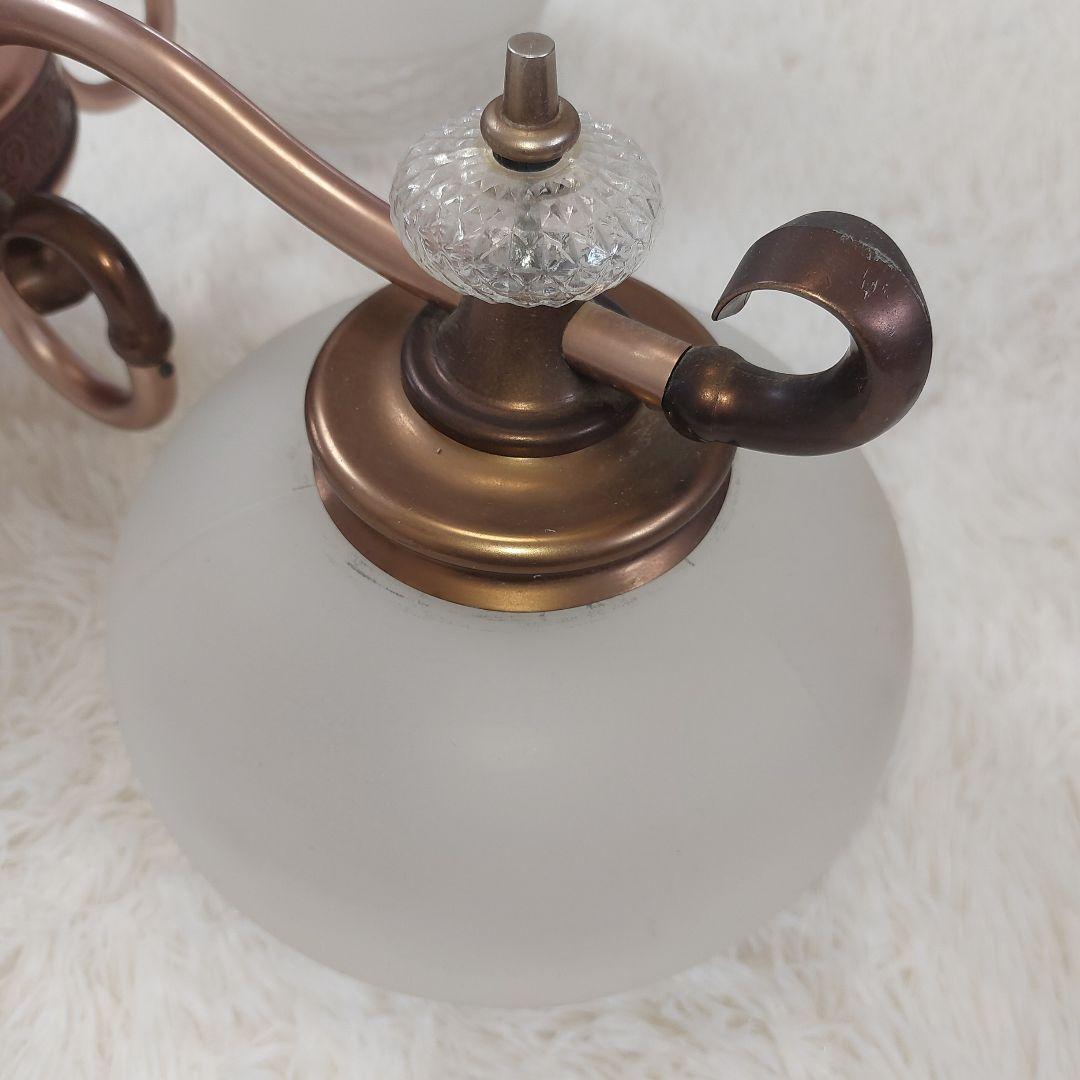 アンティークシャンデリア✨松下電工 ブロンズ仕上げ ガラス 4灯 送料込み