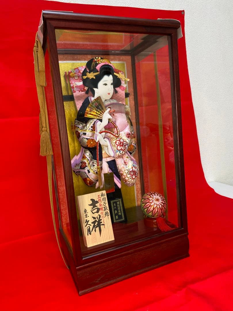 東京久月　正絹金蘭羽子板ガラスケース１３号・間口約２８×奥行約２２×高さ約５２㎝