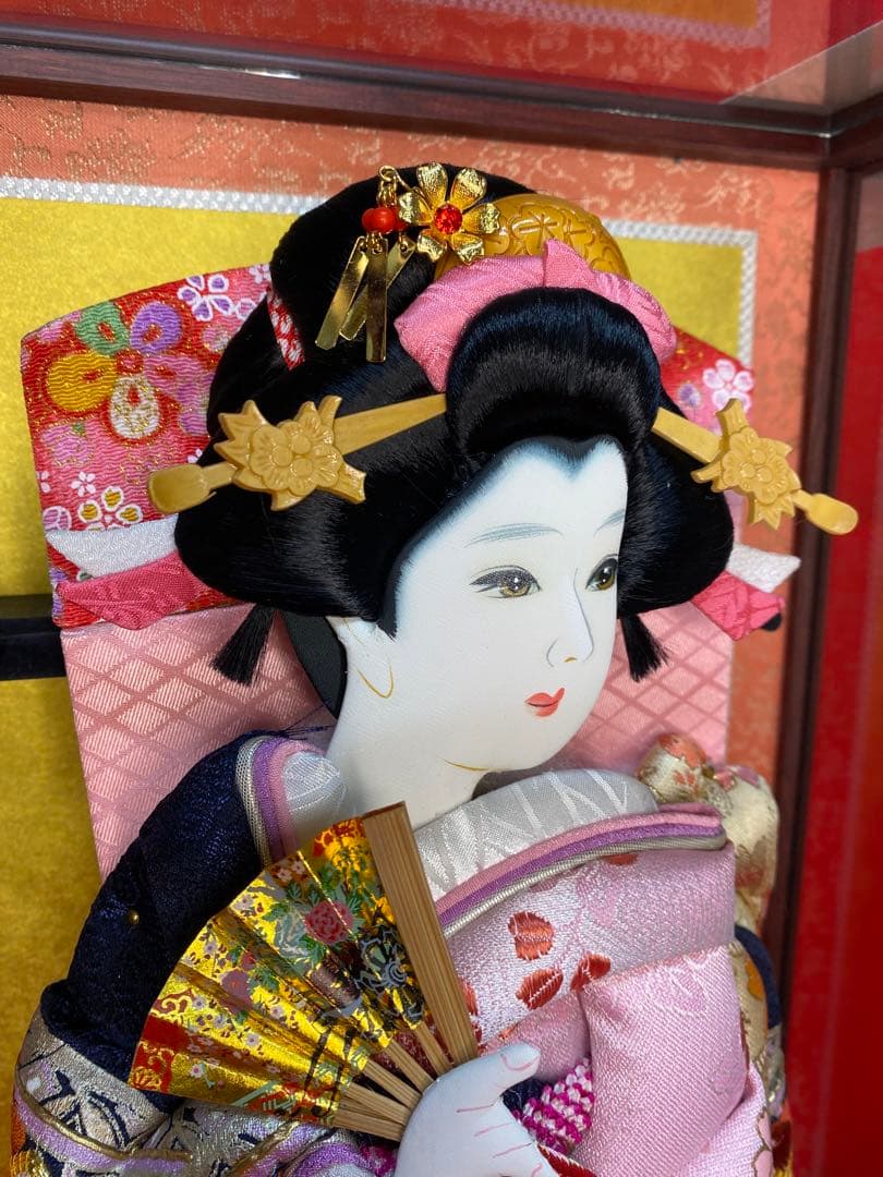 東京久月　正絹金蘭羽子板ガラスケース１３号・間口約２８×奥行約２２×高さ約５２㎝