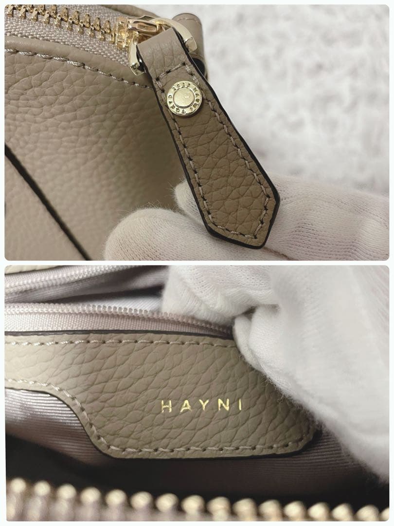 極美品✨HAYNI シエナ M 第二世代 グレージュ ショルダーバッグ 牛革
