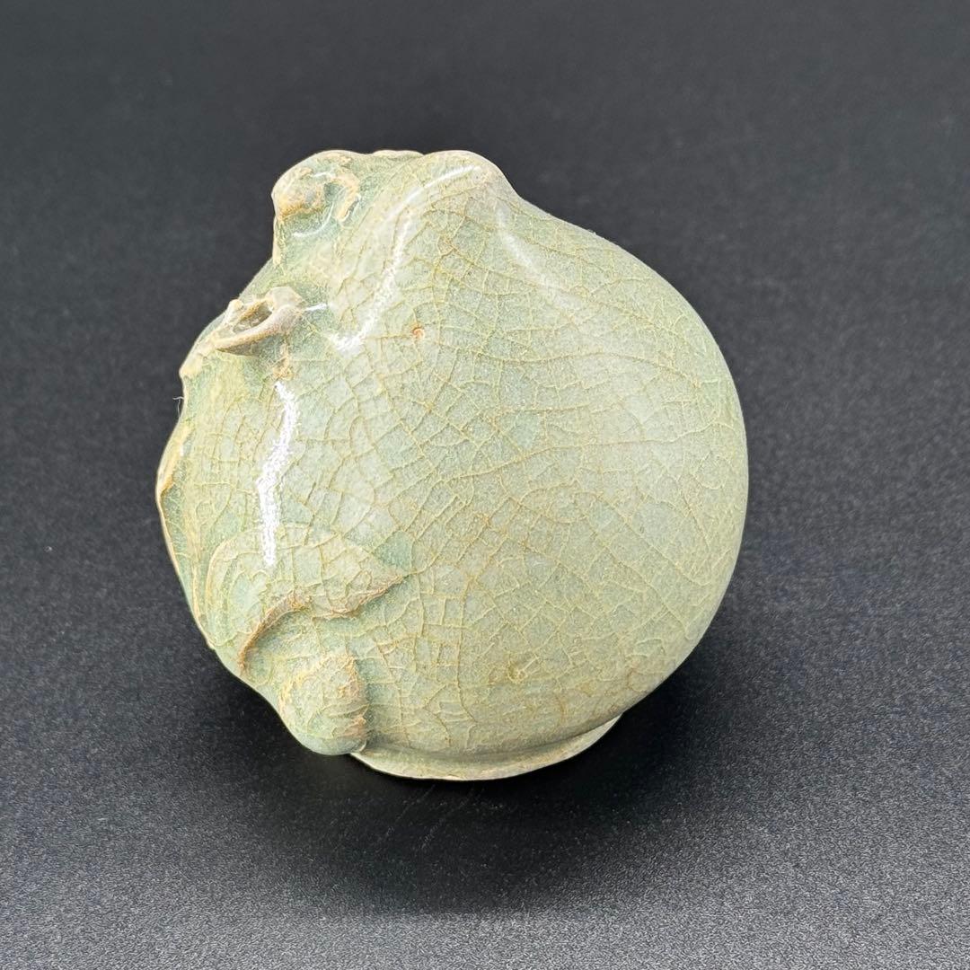 青磁　桃　水滴　時代物