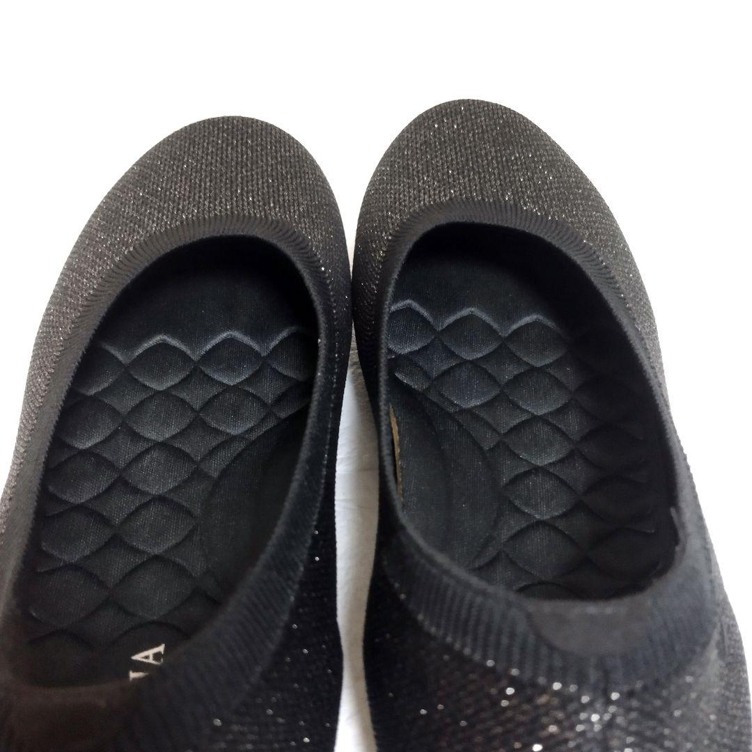 【極美品】VIVAIA フラットシューズ ラメ ブラック 黒25cm 39.5