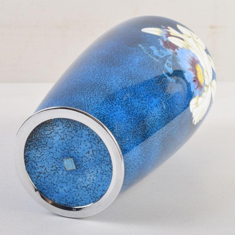 七宝焼　大吉七宝工房　太田博明作　花蝶文　花瓶　V　9147