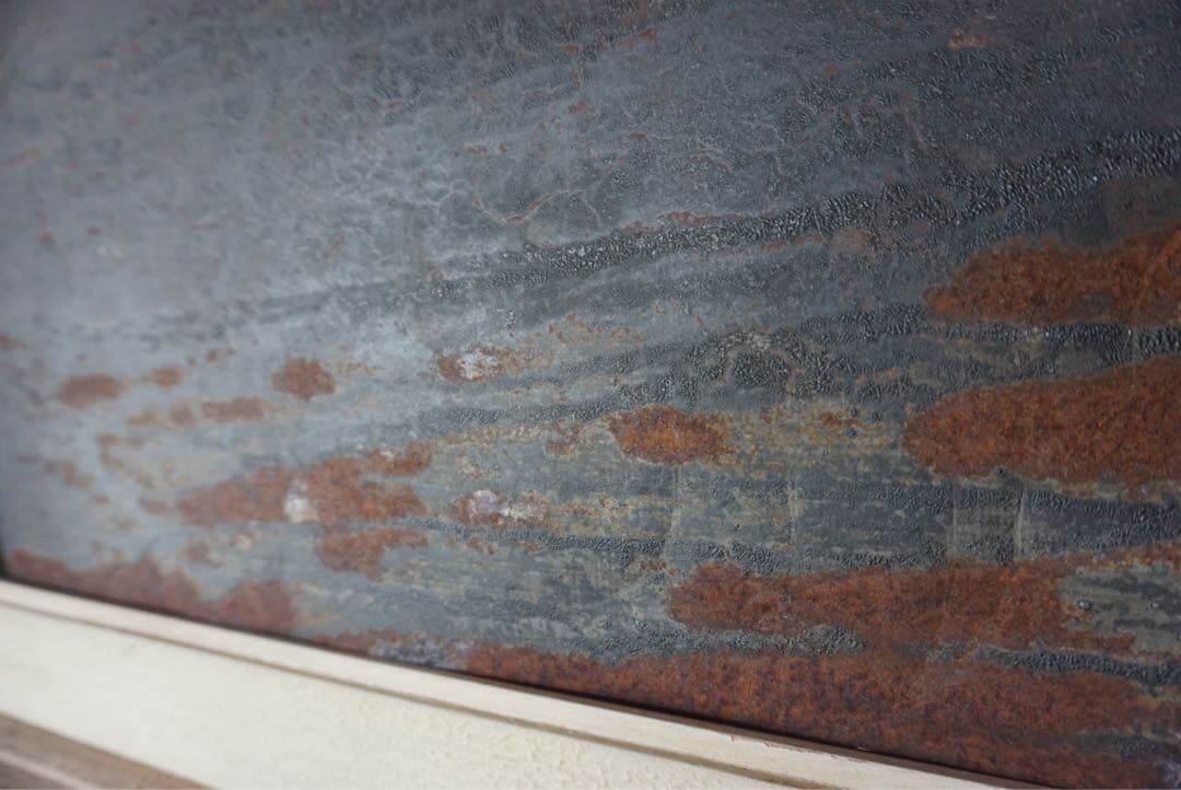 アンティークの木製フレームのブリキサインボード　看板　店舗什器　額縁　古道具