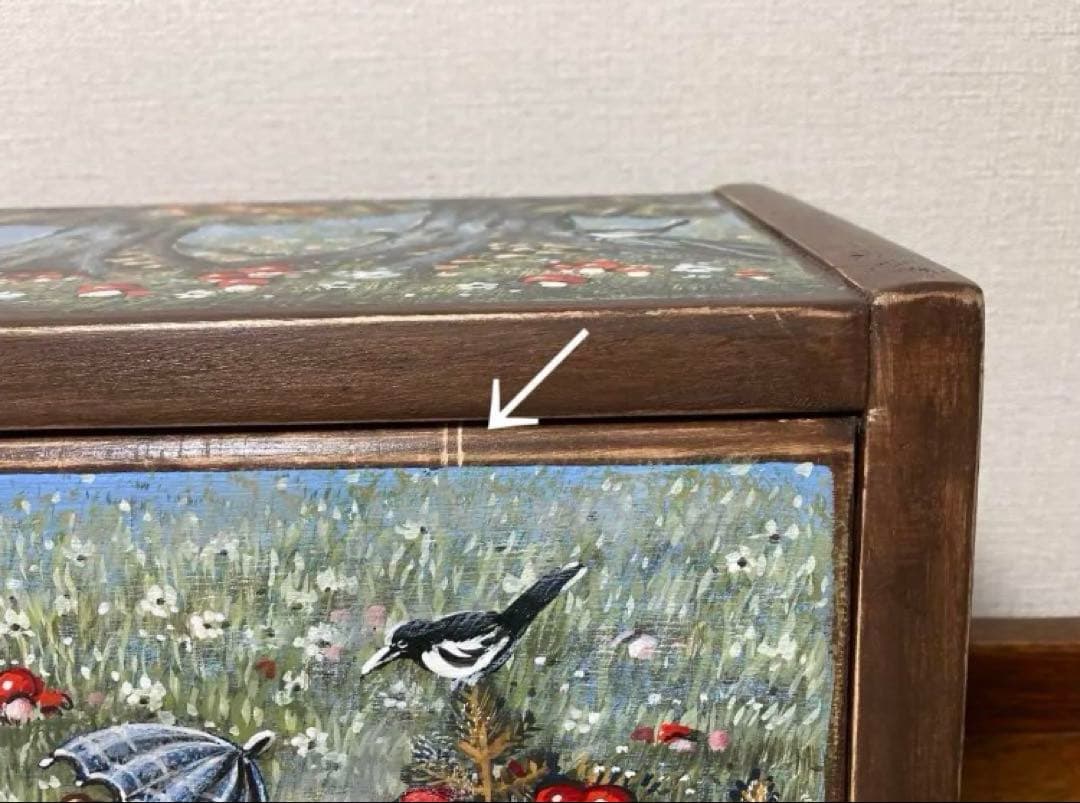 ＊訳ありロシア民話『3匹の熊&白腹カササギ&ウサギの家』木製収納箱マトリョーシカ