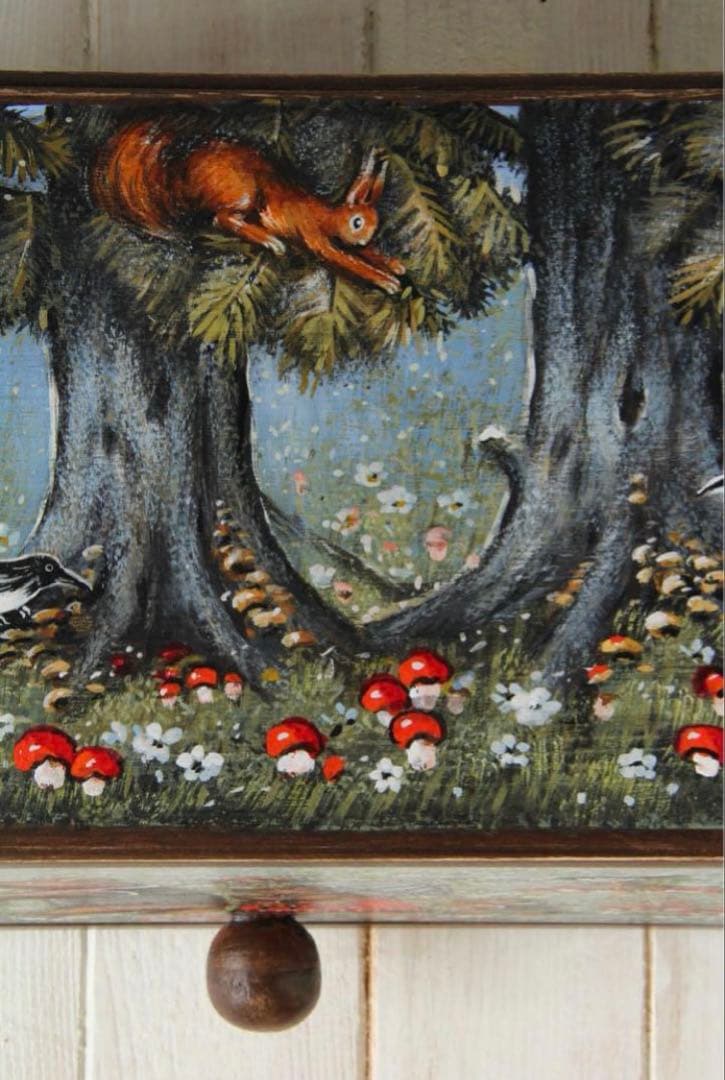 ＊訳ありロシア民話『3匹の熊&白腹カササギ&ウサギの家』木製収納箱マトリョーシカ