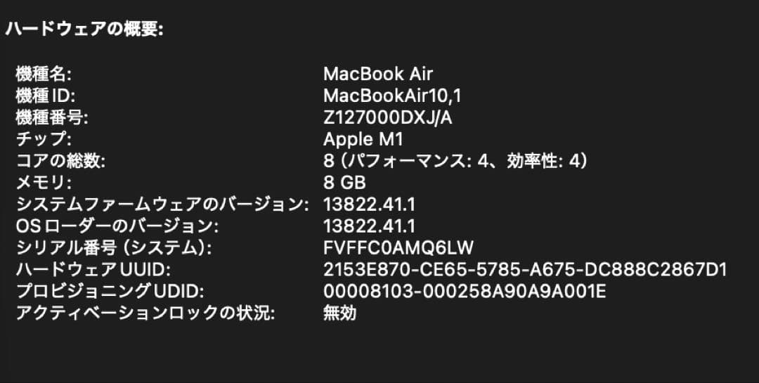 Apple MacBook Air M1 8GB 512GB 箱あり