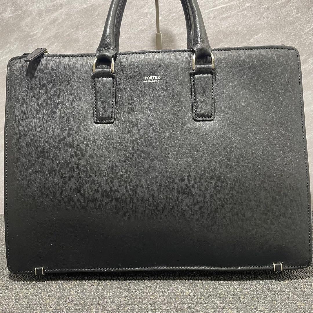 PORTER FLUX ビジネスバッグ 本革 ブリーフケース 黒 A4収納可能