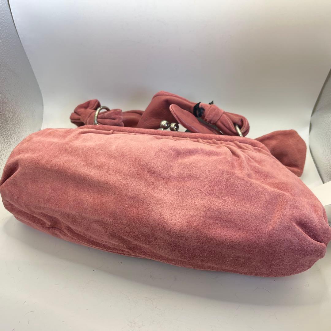 未使用 アンナモリナーリ ハンドバッグ ファー レザー ピンク ポシェット付き