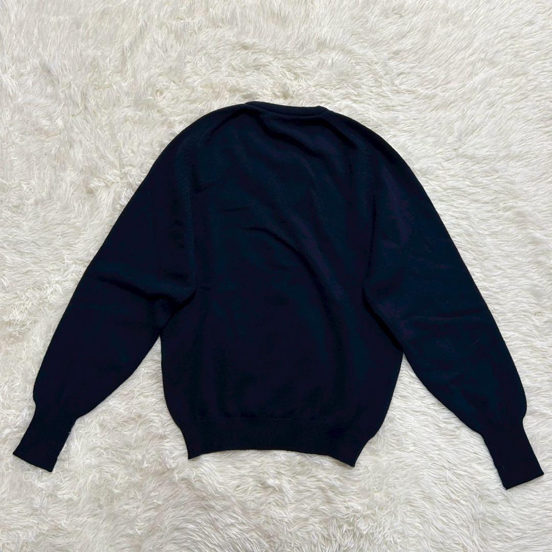 Burberrys スコットランド製 Vネックニット 刺繍ロゴ ウール100%