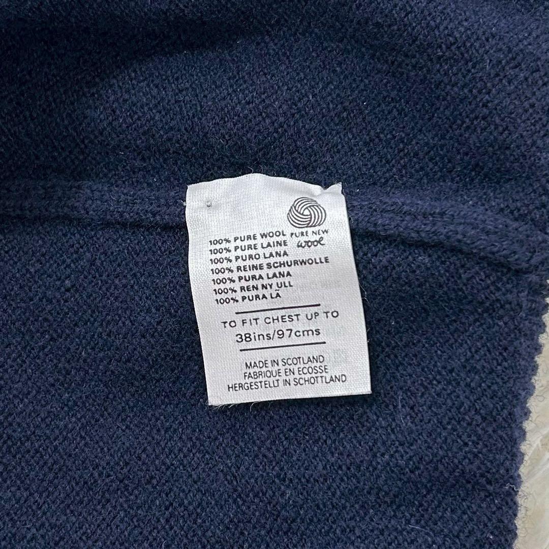 Burberrys スコットランド製 Vネックニット 刺繍ロゴ ウール100%