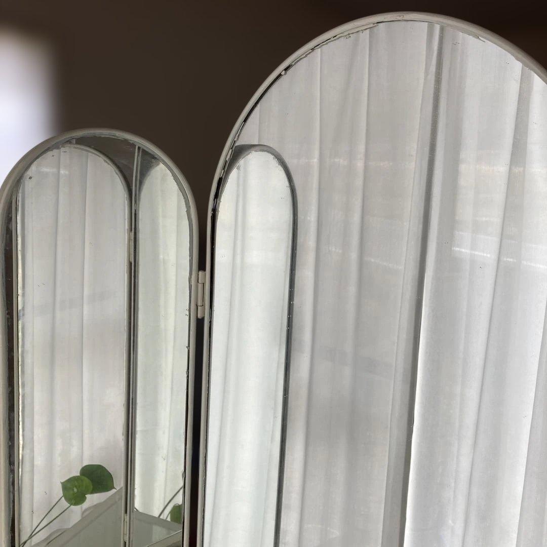 レトロ　ホワイト三面鏡ドレッサー