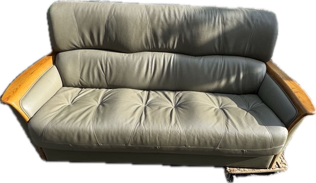 ② 浜本工芸 レザーソファ MADE IN JAPAN 本革張りソファ ３人掛け