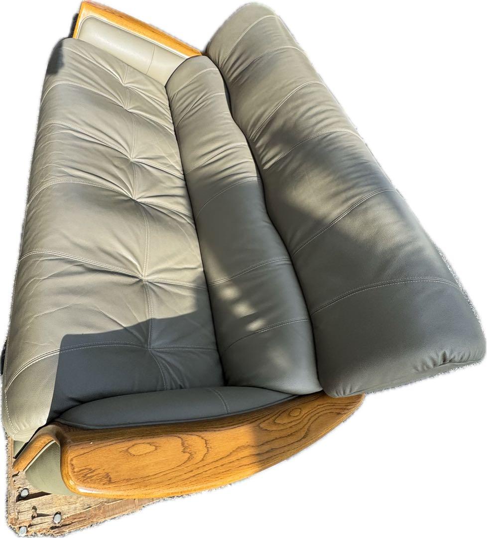 ② 浜本工芸 レザーソファ MADE IN JAPAN 本革張りソファ ３人掛け