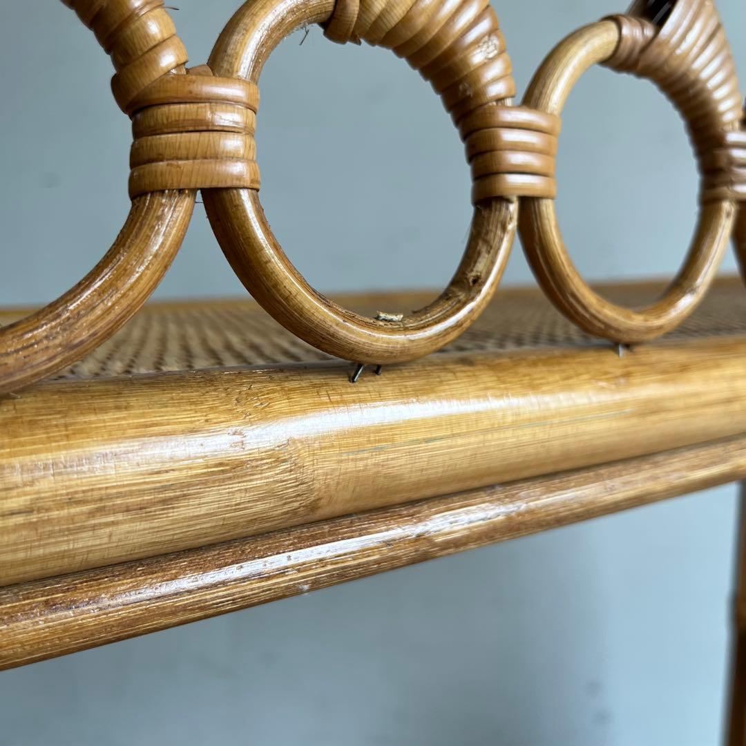 ヴィンテージ ラタン 籐 飾り棚 オープンラック チェスト 昭和レトロ z608