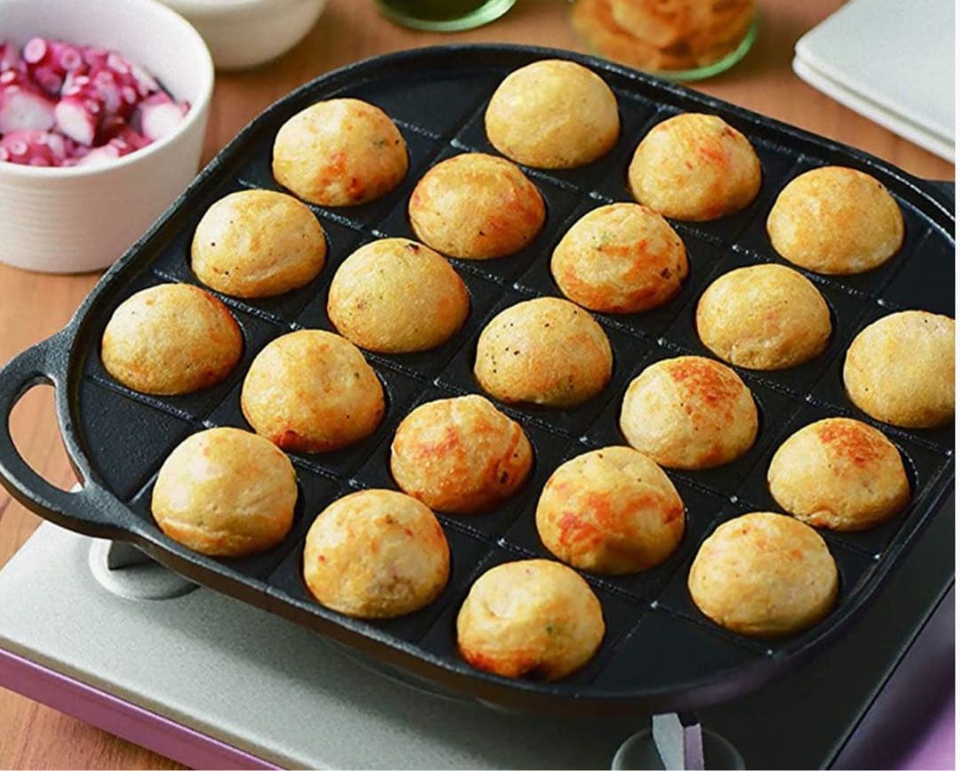 【美品】たこ焼きパン 鋳鉄 スキレットグリドル ボール型メーカー (21型)