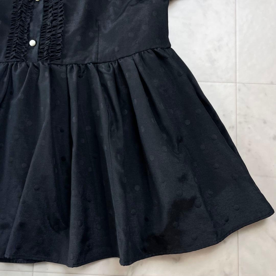 美品 Sonoソーノ 近年 シャドードットフリルブラウス ギャザー 洗える 黒