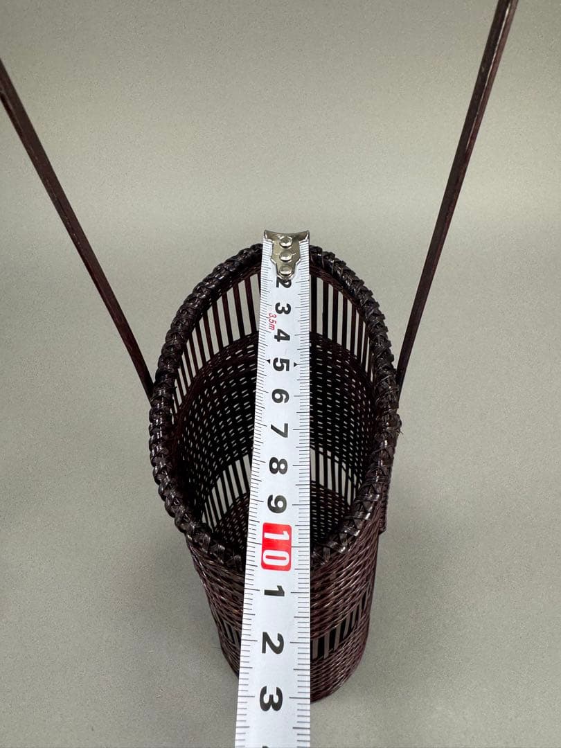 竹籠　渡辺竹清作　掛け花入　いけばな　茶花　小原流　竹細工　竹編手付　花器