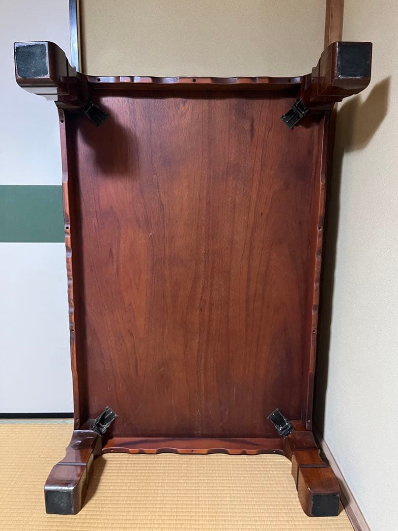 【美品】高級座卓 和机 120cm 天然木 彫刻脚 欅（けやき）調