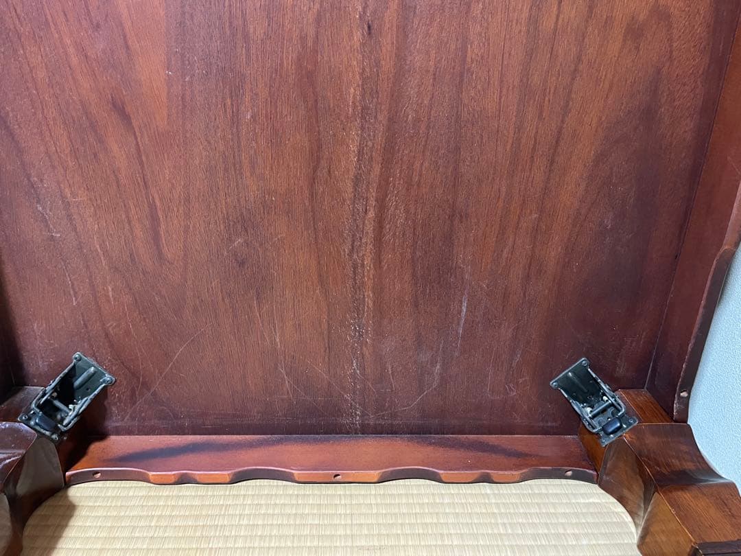 【美品】高級座卓 和机 120cm 天然木 彫刻脚 欅（けやき）調