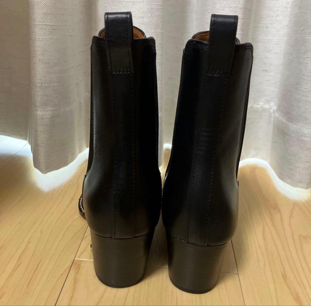 【ほぼ新品未使】コーチ　スタッズ付き　サイドゴアブーツ　ブラック