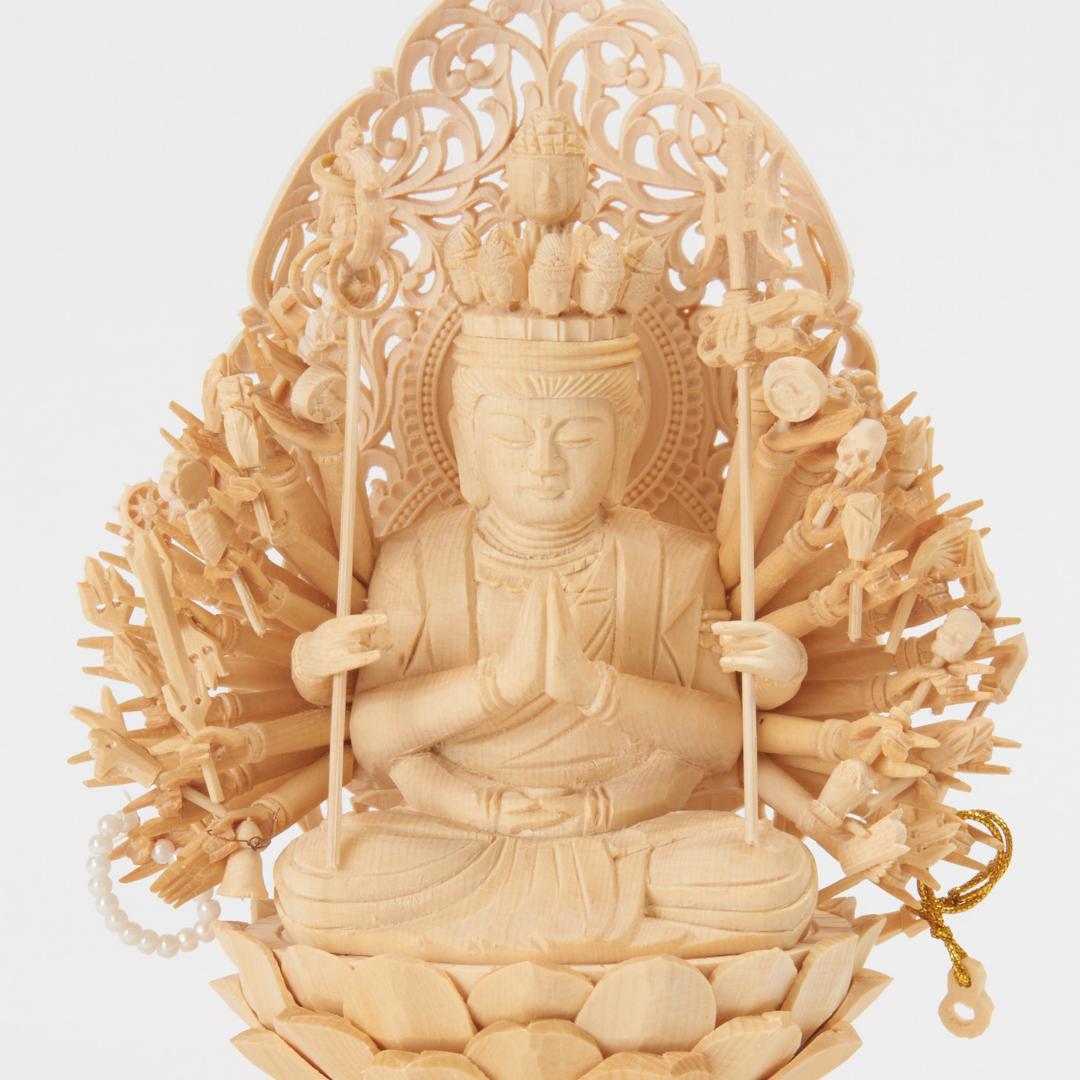 桧　2寸　千手観音　仏像 #042