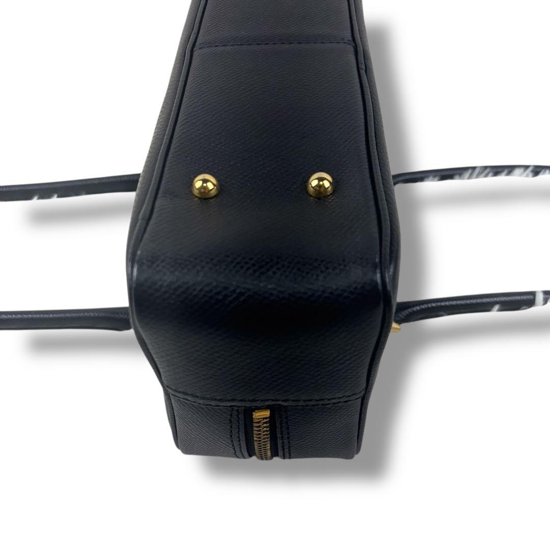 美品 バーニーズニューヨーク レザー ハンド バッグ フォーマル ブラック 金