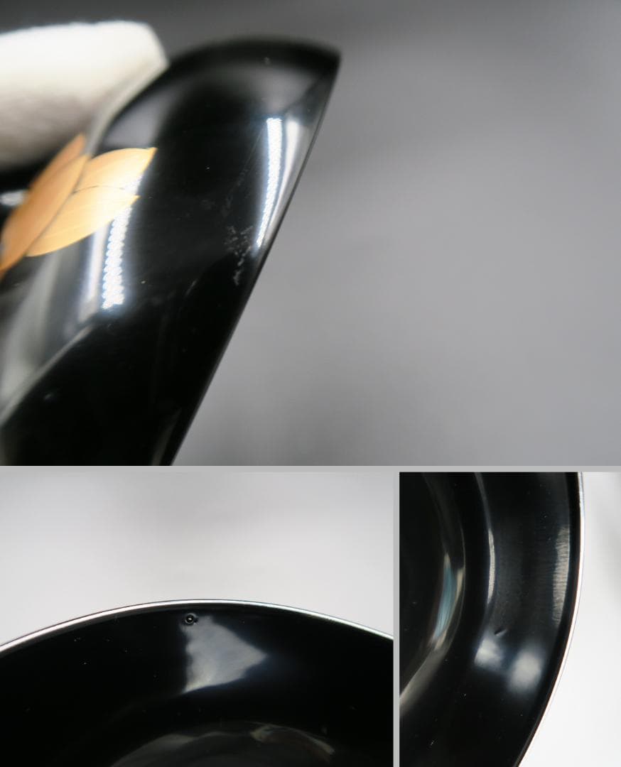 【輪島塗】鉄仙蒔絵 吸物椀 黒塗 五客揃 天然木 共箱